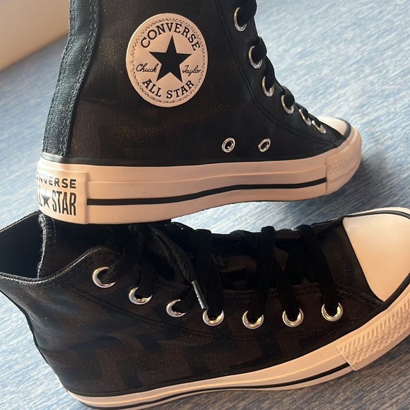 Black on Black Zig Zag Converse high tops Chuck Taylor All Star NEW without tag - Picture 5 of 10